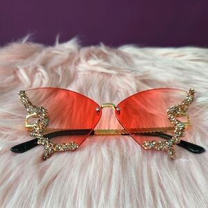 Embellished Red Butterfly Wing Sunglasses (NWOT)